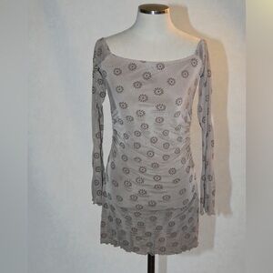 Motel Sheer Mesh Bodycon Dress | Light Brown | Size S